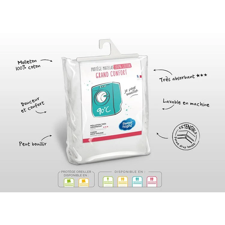Sweetnight Protège Matelas Coton Absorbant Lavable à 90°c - Forme Drap Housse QUALITE PLUS 6 Sweetnight Protège Matelas Coton Absorbant Lavable à 90°c - Forme Drap Housse QUALITE PLUS – Image 4
