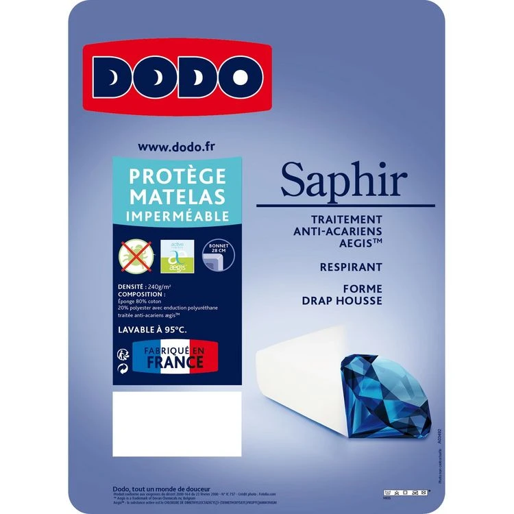 DODO Protège Matelas Imperméable Anti-acariens DODO SAPHIR 4 DODO Protège Matelas Imperméable Anti-acariens DODO SAPHIR – Image 2