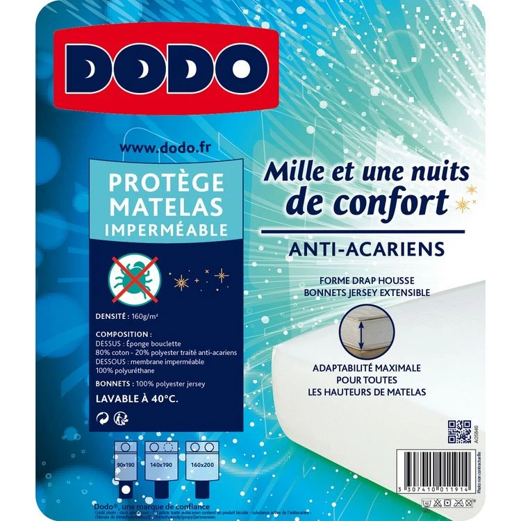 DODO Protège Matelas Imperméable En Polycoton Anti-acariens MILLE ET UNE NUITS DE CONFORT 5 DODO Protège Matelas Imperméable En Polycoton Anti-acariens MILLE ET UNE NUITS DE CONFORT – Image 3