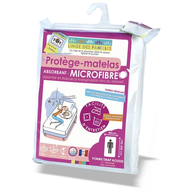 LINGE DES FAMILLES Protège Matelas Respirant - Molleton 100% Microfibres - Bonnet 30 Cm - Certifié Oeko-Tex® 3 LINGE DES FAMILLES Protège Matelas Respirant - Molleton 100% Microfibres - Bonnet 30 Cm - Certifié Oeko-Tex®