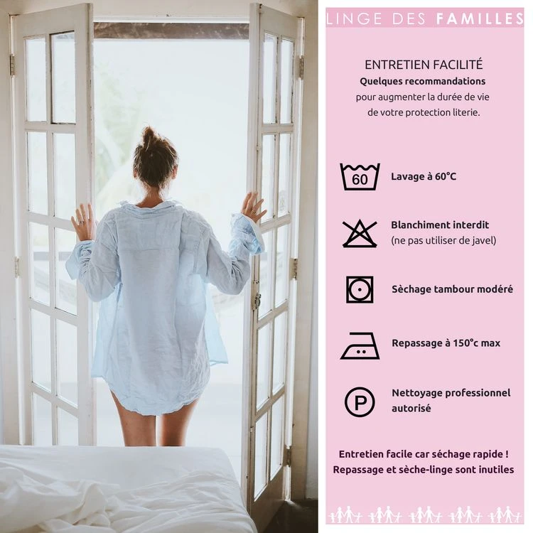 LINGE DES FAMILLES Protège Matelas Respirant - Molleton 100% Microfibres - Bonnet 30 Cm - Certifié Oeko-Tex® 8 LINGE DES FAMILLES Protège Matelas Respirant - Molleton 100% Microfibres - Bonnet 30 Cm - Certifié Oeko-Tex® – Image 6