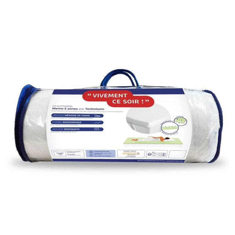 TECHNISOM Surmatelas à Mémoire De Forme 5 Zones 3 TECHNISOM Surmatelas à Mémoire De Forme 5 Zones