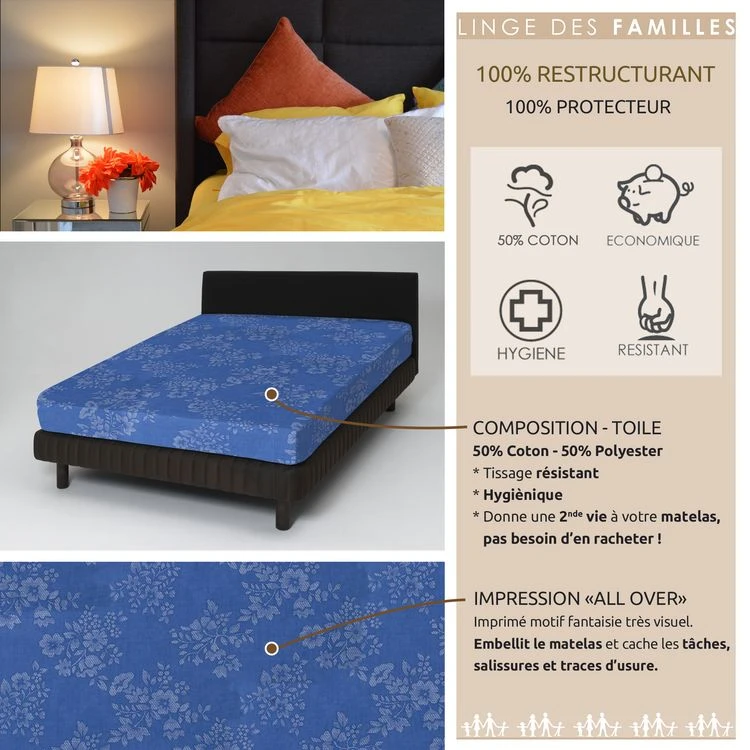LINGE DES FAMILLES Rénove Matelas Housse Intégrale Zippée - Imprimé Floral 6 LINGE DES FAMILLES Rénove Matelas Housse Intégrale Zippée - Imprimé Floral – Image 4