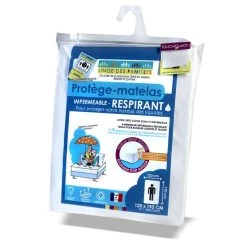 LINGE DES FAMILLES Protège Matelas Imperméable Et Respirant - Bonnet 30 Cm - Certifié Oeko-Tex®