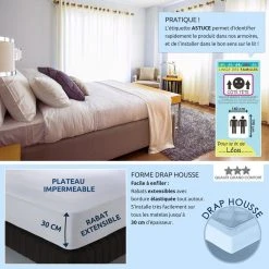 LINGE DES FAMILLES Protège Matelas Imperméable Et Respirant - Bonnet 30 Cm - Certifié Oeko-Tex® 6 LINGE DES FAMILLES Protège Matelas Imperméable Et Respirant - Bonnet 30 Cm - Certifié Oeko-Tex® -vidaXL BOUTIQUE B2CD 1157