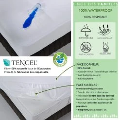 LINGE DES FAMILLES Protège Matelas Anti-acariens Imperméable - 100% Tencel Naturel - Bonnet 30 Cm - Certifié Oeko-Tex® 11 LINGE DES FAMILLES Protège Matelas Anti-acariens Imperméable - 100% Tencel Naturel - Bonnet 30 Cm - Certifié Oeko-Tex® -vidaXL BOUTIQUE B2CD 1172