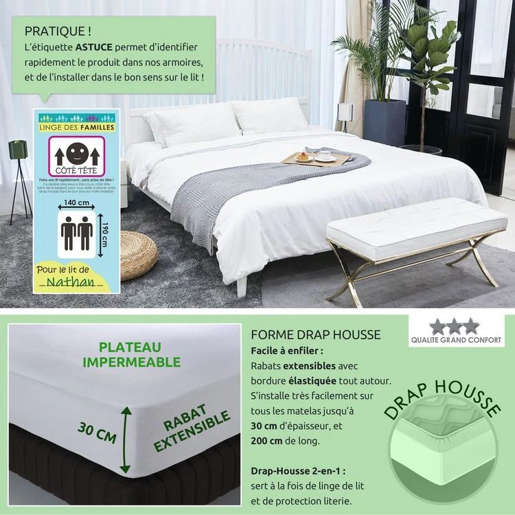 LINGE DES FAMILLES Protège Matelas Anti-acariens Imperméable - 100% Tencel Naturel - Bonnet 30 Cm - Certifié Oeko-Tex® 7 LINGE DES FAMILLES Protège Matelas Anti-acariens Imperméable - 100% Tencel Naturel - Bonnet 30 Cm - Certifié Oeko-Tex® – Image 5