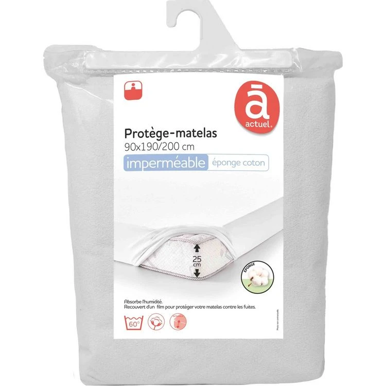 ACTUEL Protège Matelas Imperméable éponge Forme Drap Housse En Polycoton AZELIE 3 ACTUEL Protège Matelas Imperméable éponge Forme Drap Housse En Polycoton AZELIE