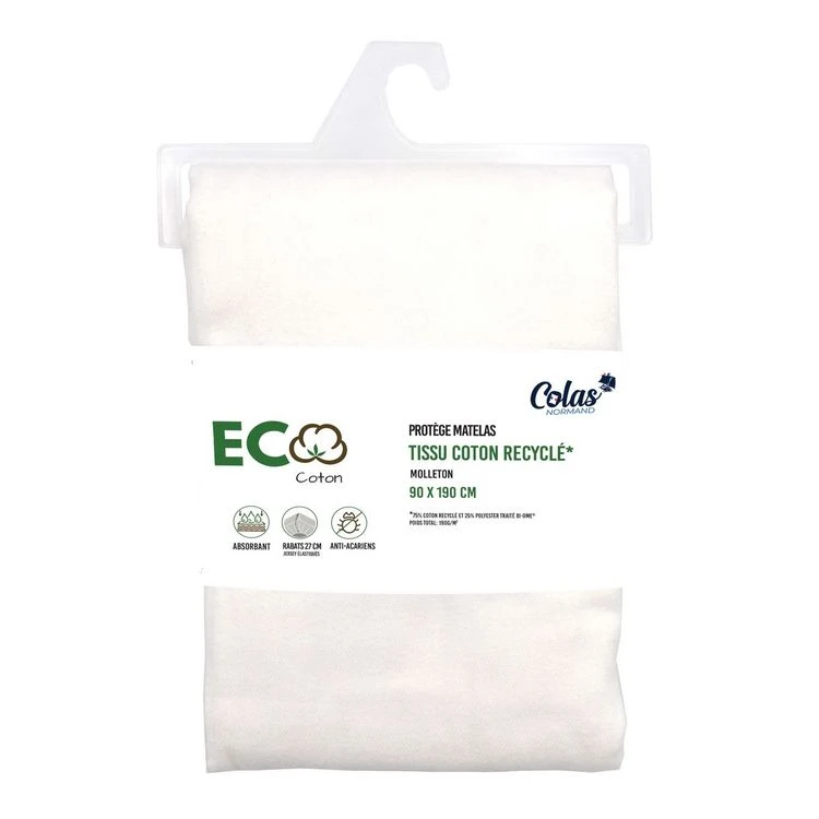 COLAS NORMAND Protège Matelas Absorbant En Coton Recyclé Anti Acariens ECO 3 COLAS NORMAND Protège Matelas Absorbant En Coton Recyclé Anti Acariens ECO