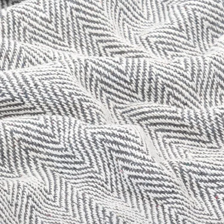 VIDAXL Couverture Coton A Chevrons 125 X 150 Cm Gris 7 VIDAXL Couverture Coton A Chevrons 125 X 150 Cm Gris – Image 5