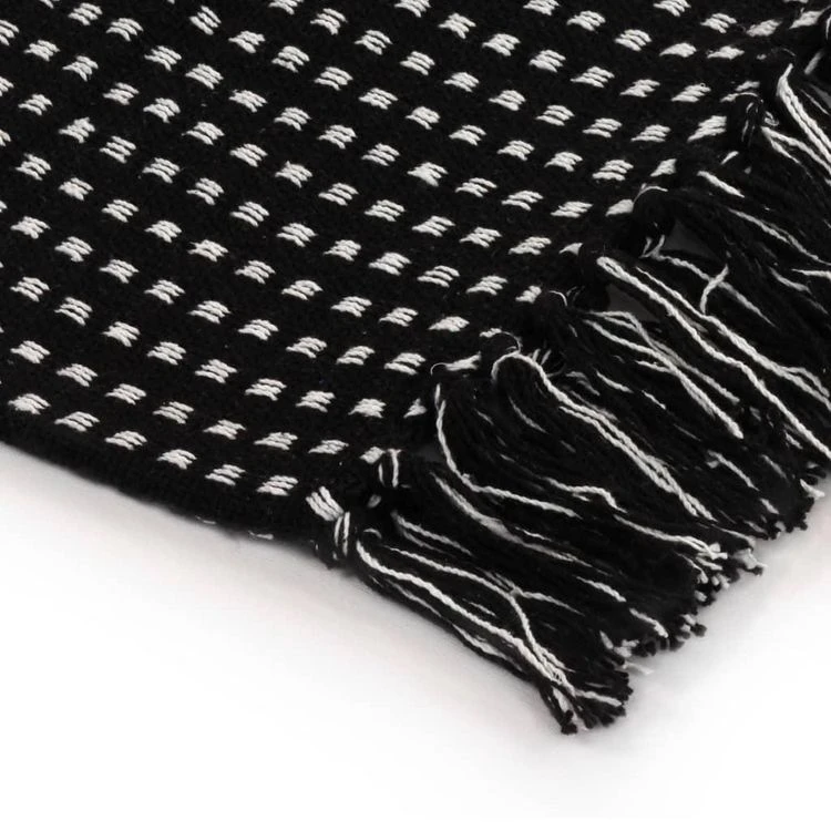 VIDAXL Couverture coton a carres 220 x 250 cm Noir VIDAXL Couverture Coton A Carres 220 X 250 Cm Noir -vidaXL BOUTIQUE B2CD 1300
