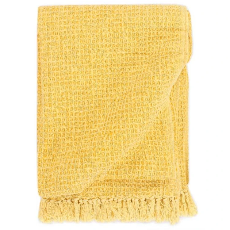 VIDAXL Couverture En Coton 125 X 150 Cm Jaune Moutarde 3 VIDAXL Couverture En Coton 125 X 150 Cm Jaune Moutarde