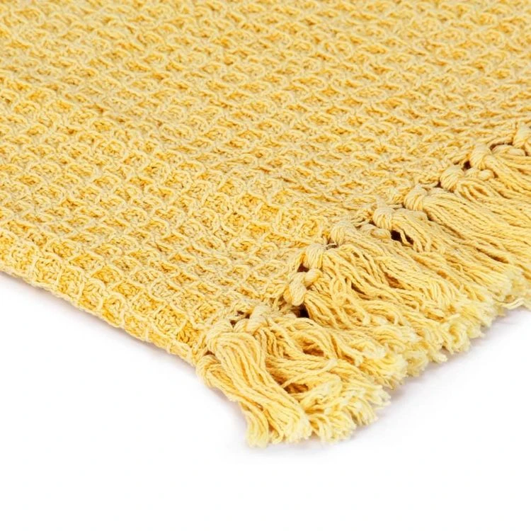VIDAXL Couverture En Coton 125 X 150 Cm Jaune Moutarde 5 VIDAXL Couverture En Coton 125 X 150 Cm Jaune Moutarde – Image 3