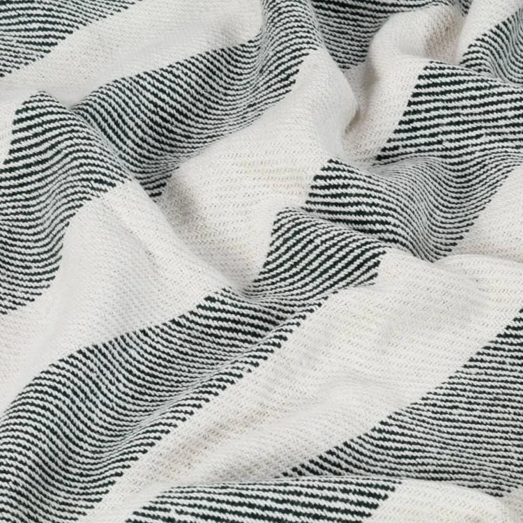 VIDAXL Couverture Coton Rayures 160 X 210 Cm Vert Fonce 7 VIDAXL Couverture Coton Rayures 160 X 210 Cm Vert Fonce – Image 5