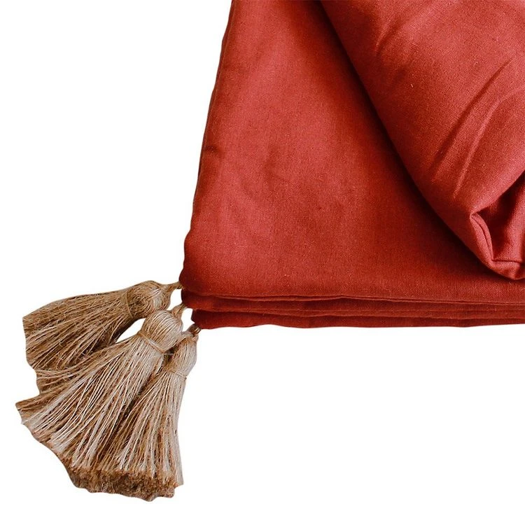 No name Édredon Panama 90x190 cm pompons jute terracotta No Name Édredon Panama 90x190 Cm Pompons Jute Terracotta -vidaXL BOUTIQUE B2CD 1363