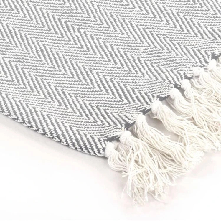 VIDAXL Couverture Coton A Chevrons 160 X 210 Cm Gris 6 VIDAXL Couverture Coton A Chevrons 160 X 210 Cm Gris – Image 4