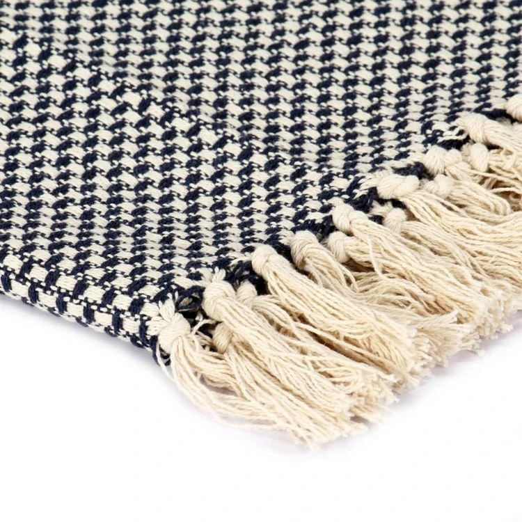 VIDAXL Couverture En Coton 220 X 250 Cm Bleu Marine 5 VIDAXL Couverture En Coton 220 X 250 Cm Bleu Marine – Image 3