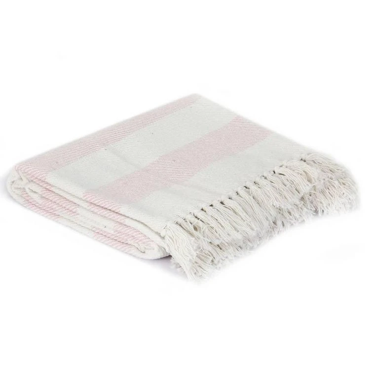 VIDAXL Couverture Coton Rayures 125 X 150 Cm Vieux Rose 4 VIDAXL Couverture Coton Rayures 125 X 150 Cm Vieux Rose – Image 2