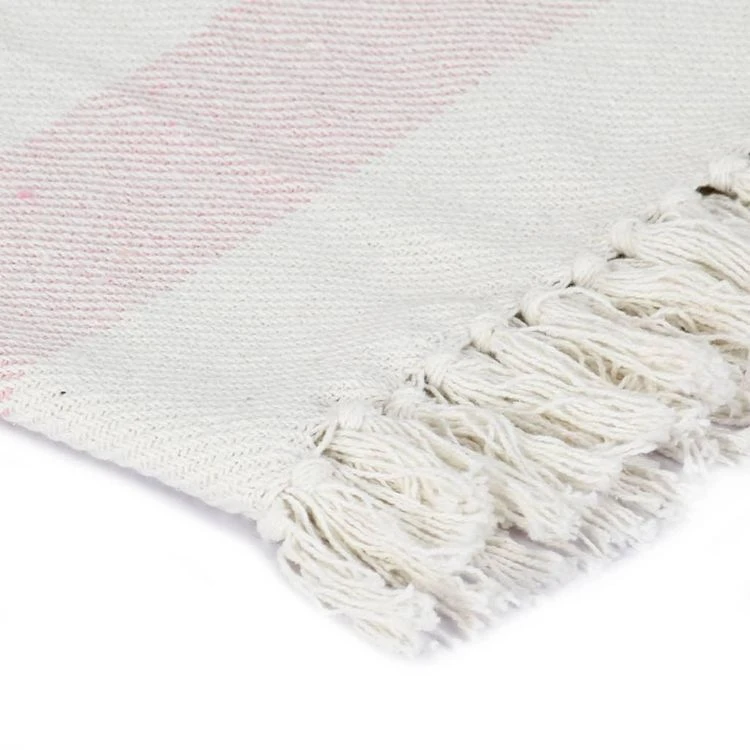 VIDAXL Couverture Coton Rayures 125 X 150 Cm Vieux Rose 5 VIDAXL Couverture Coton Rayures 125 X 150 Cm Vieux Rose – Image 3