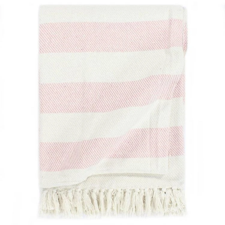 VIDAXL Couverture Coton Rayures 220 X 250 Cm Vieux Rose 3 VIDAXL Couverture Coton Rayures 220 X 250 Cm Vieux Rose