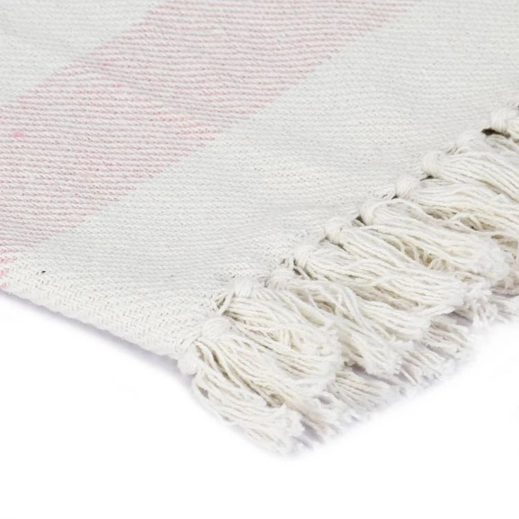 VIDAXL Couverture Coton Rayures 220 X 250 Cm Vieux Rose 5 VIDAXL Couverture Coton Rayures 220 X 250 Cm Vieux Rose – Image 3