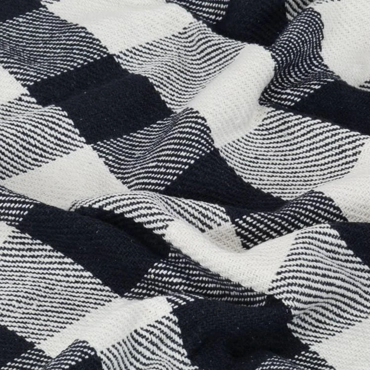 VIDAXL Couverture Coton Carreaux 220 X 250 Cm Cm Bleu Marine 7 VIDAXL Couverture Coton Carreaux 220 X 250 Cm Cm Bleu Marine – Image 5