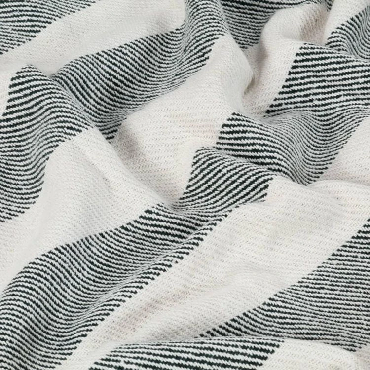 VIDAXL Couverture Coton Rayures 125 X 150 Cm Vert Fonce 7 VIDAXL Couverture Coton Rayures 125 X 150 Cm Vert Fonce – Image 5
