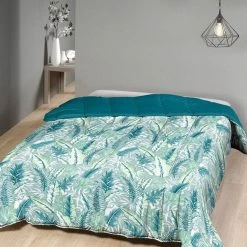 Mortreux Couette Imprimée Double Face 220x240 Cm Leaf Blue
