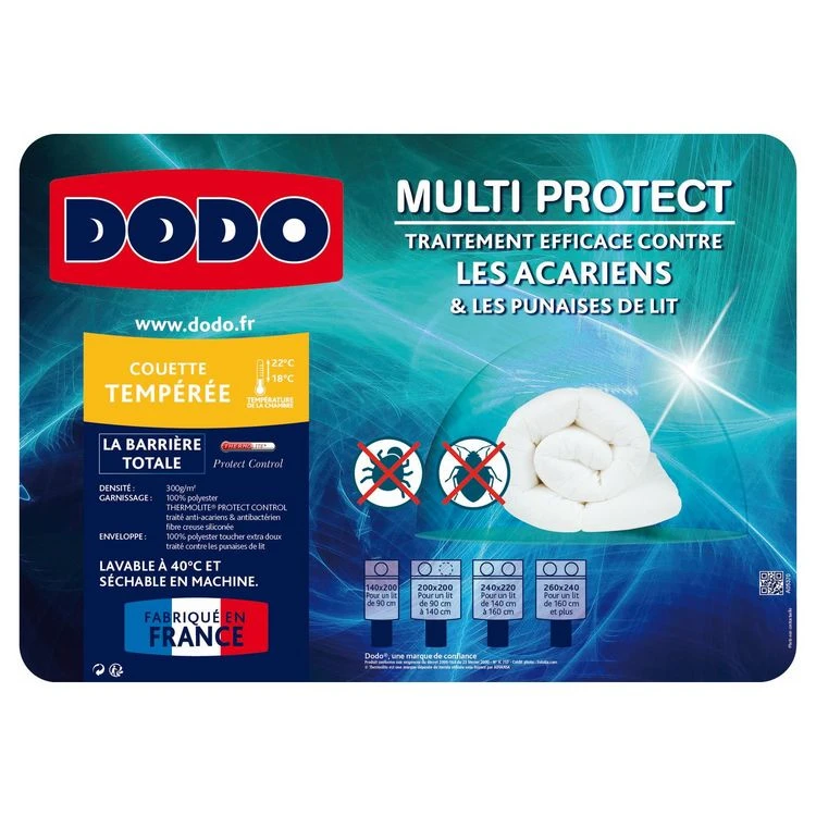 DODO Couette tempérée anti-acariens 300g/m² MULTI PROTECT DODO Couette Tempérée Anti-acariens 300g/m² MULTI PROTECT -vidaXL BOUTIQUE B2CD 266
