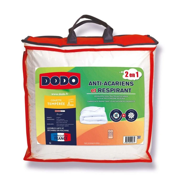 DODO Couette Tempérée 2 En 1 Anti Acariens Et Respirante 250 G/m² 3 DODO Couette Tempérée 2 En 1 Anti Acariens Et Respirante 250 G/m²