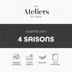 ATELIERS DU NORD Couette 3 En 1 - 4 Saisons - Réglable: Légère à Chaude - 9 ATELIERS DU NORD Couette 3 En 1 - 4 Saisons - Réglable: Légère à Chaude - -vidaXL BOUTIQUE B2CD 392