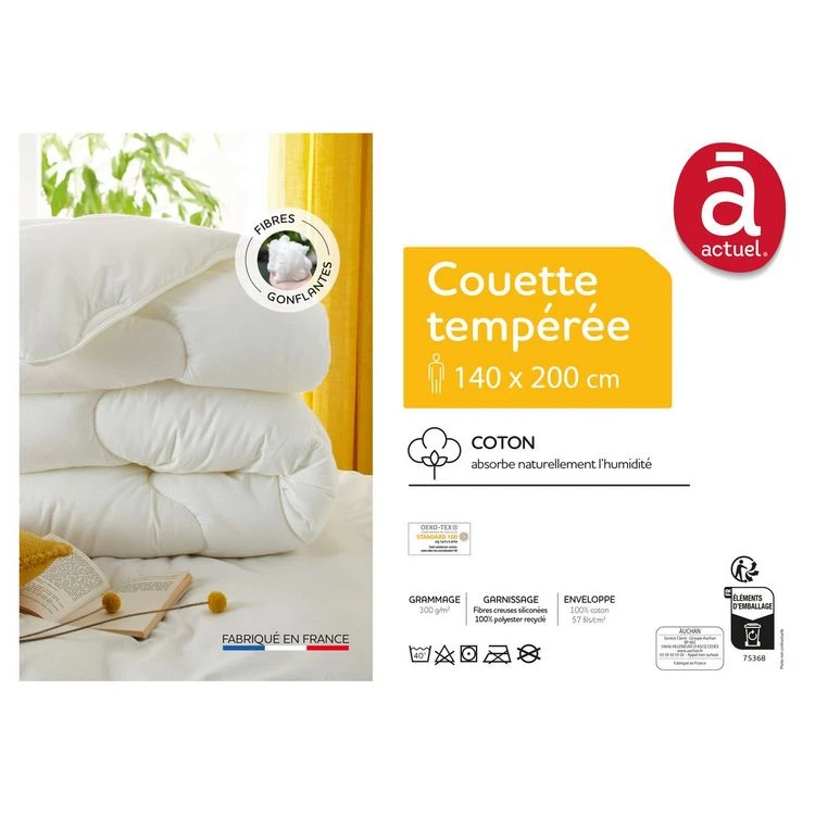 ACTUEL Couette Tempérée En Coton 57 Fils 300g/m² 4 ACTUEL Couette Tempérée En Coton 57 Fils 300g/m² – Image 2