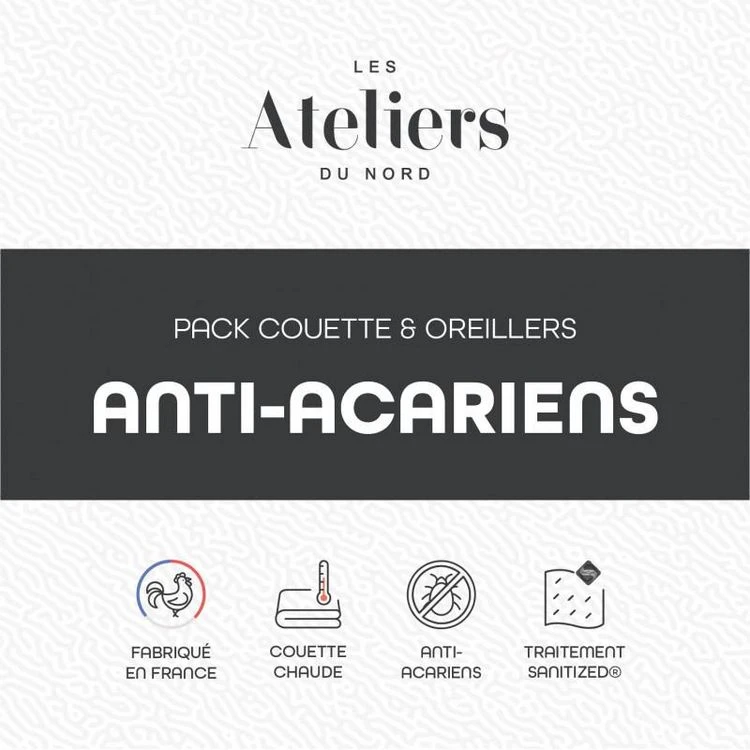 ATELIERS DU NORD Pack Anti-acariens Couette + Oreillers - 4 ATELIERS DU NORD Pack Anti-acariens Couette + Oreillers - – Image 2