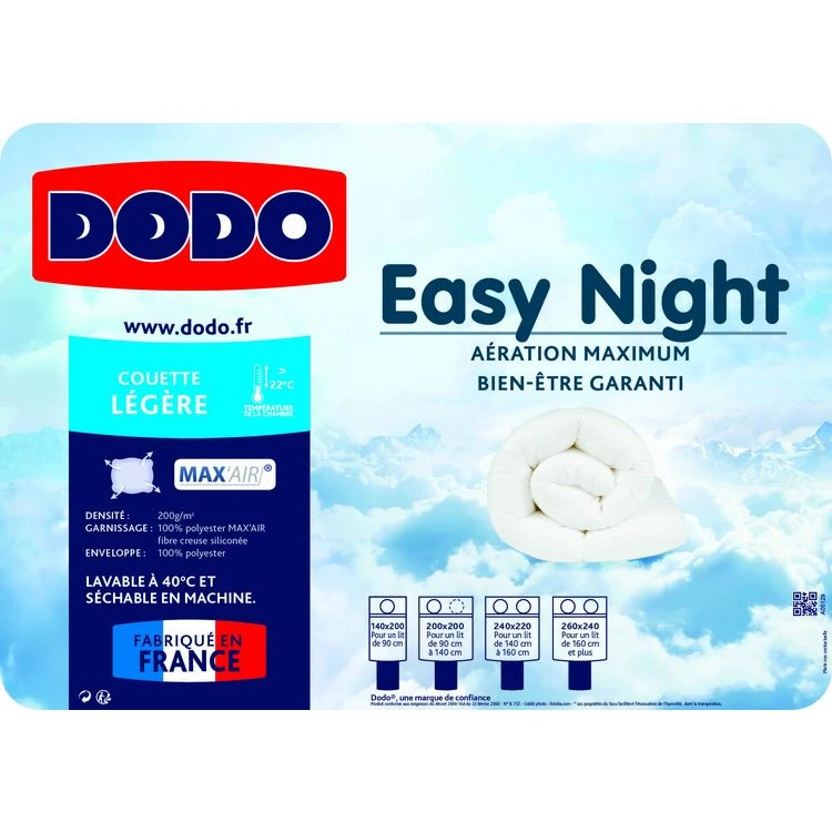 DODO Couette Extra Légère Anti Transpiration 200g/m² EASY NIGHT 4 DODO Couette Extra Légère Anti Transpiration 200g/m² EASY NIGHT – Image 2