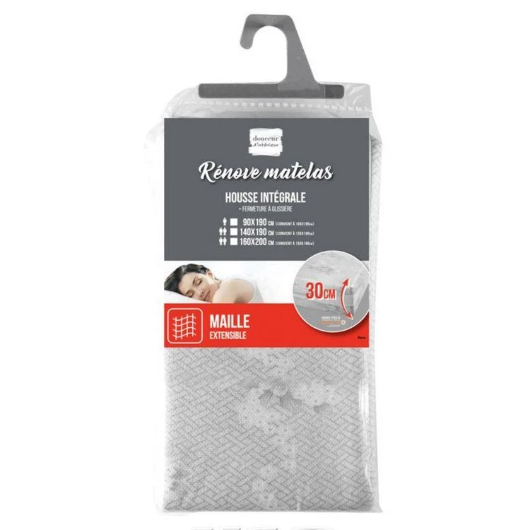 Paris Prix Housse Rénove Matelas Rena 140x190cm Gris 4 Paris Prix Housse Rénove Matelas Rena 140x190cm Gris – Image 2