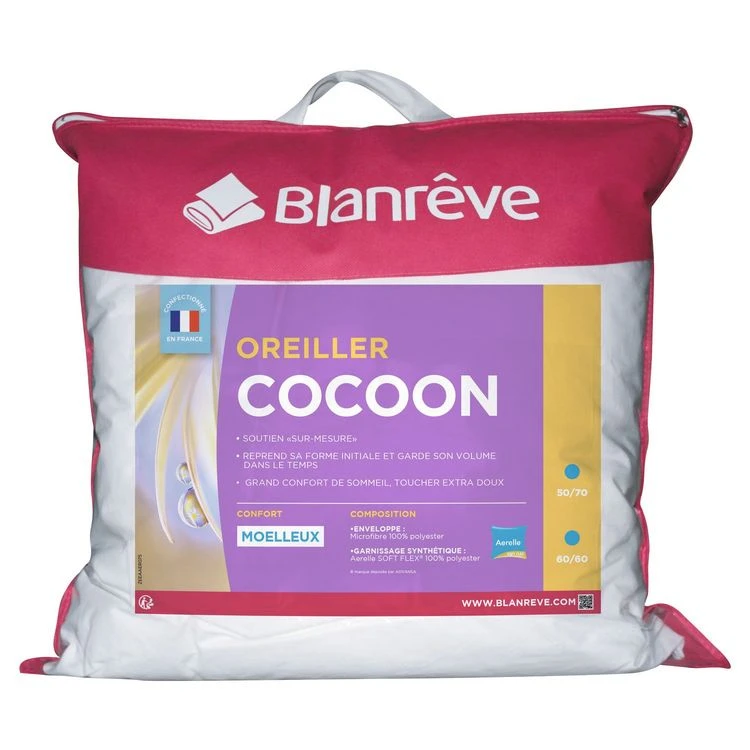 BLANREVE Oreiller Cocoon Confort Moelleux En Microfibre Aerelle SOFTFLEX 2 BLANREVE Oreiller Cocoon Confort Moelleux En Microfibre Aerelle SOFTFLEX