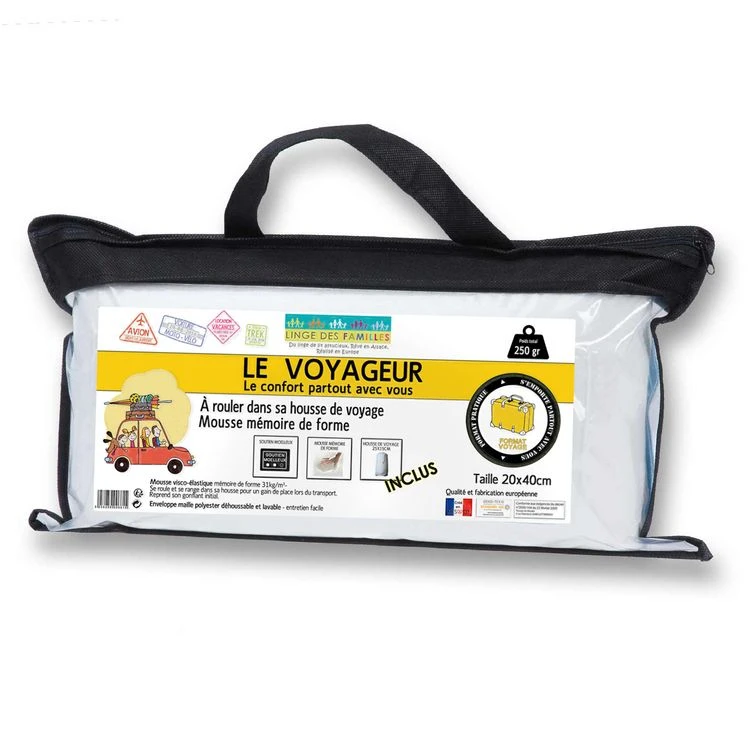 LINGE DES FAMILLES Oreiller De Voyage Mémoire De Forme 40x20 Cm - Moelleux Et Léger - Livré Avec Housse De Rangement 3 LINGE DES FAMILLES Oreiller De Voyage Mémoire De Forme 40x20 Cm - Moelleux Et Léger - Livré Avec Housse De Rangement