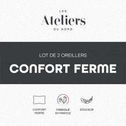 ATELIERS DU NORD Lot De 2 Oreillers Confort Ferme - 9 ATELIERS DU NORD Lot De 2 Oreillers Confort Ferme - -vidaXL BOUTIQUE B2CD 497