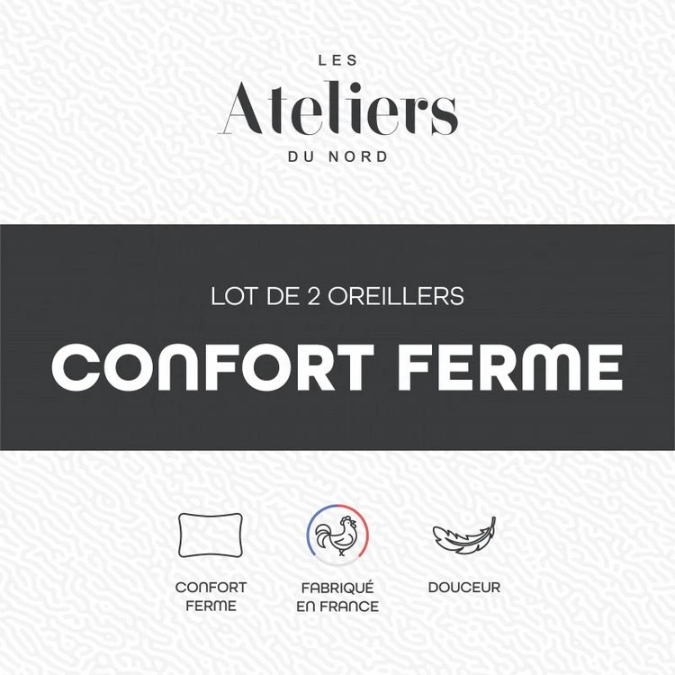 ATELIERS DU NORD Lot De 2 Oreillers Confort Ferme - 6 ATELIERS DU NORD Lot De 2 Oreillers Confort Ferme - – Image 4