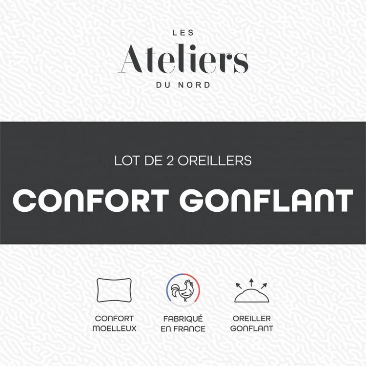 ATELIERS DU NORD Lot De 2 Oreillers Confort Gonflant - 6 ATELIERS DU NORD Lot De 2 Oreillers Confort Gonflant - – Image 4