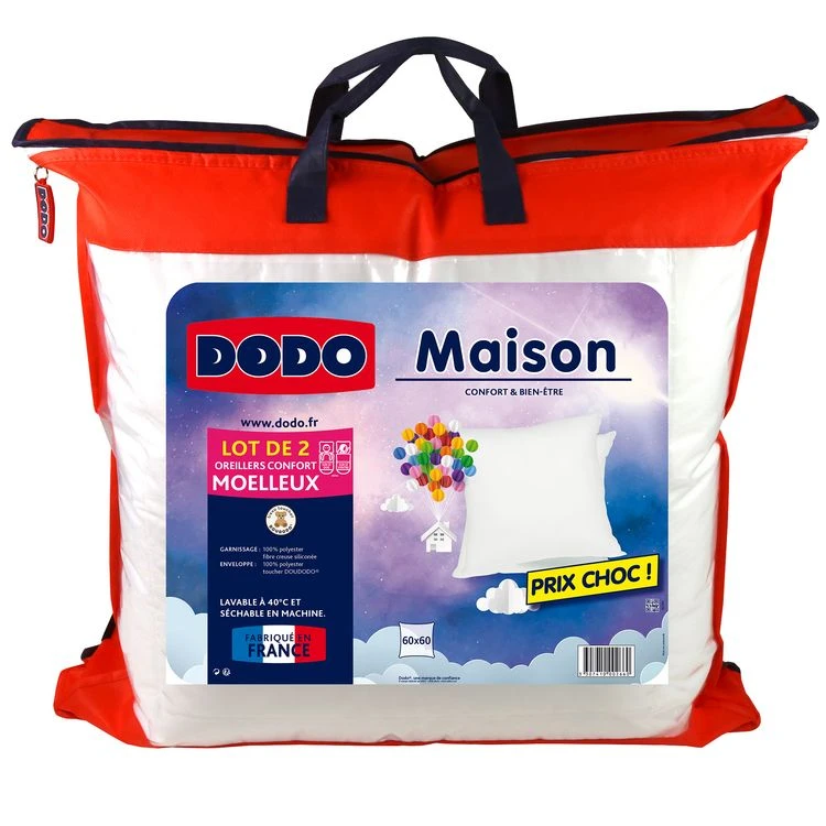 DODO Lot De 2 Oreillers Moelleux En Polyester 500g/m2 MAISON 3 DODO Lot De 2 Oreillers Moelleux En Polyester 500g/m2 MAISON