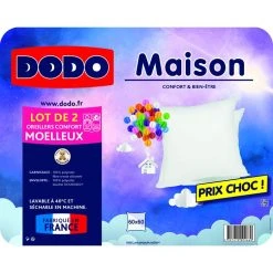 DODO Lot De 2 Oreillers Moelleux En Polyester 500g/m2 MAISON 7 DODO Lot De 2 Oreillers Moelleux En Polyester 500g/m2 MAISON -vidaXL BOUTIQUE B2CD 582