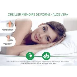 Rendez Vous Déco Oreiller Mousse à Mémoire De Forme Et Aloe Vera -vidaXL BOUTIQUE B2CD 627