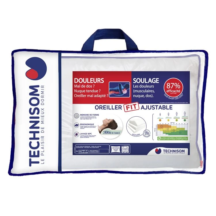 TECHNISOM Oreiller Ergonomique à Mémoire De Forme BASE FIT 3 TECHNISOM Oreiller Ergonomique à Mémoire De Forme BASE FIT
