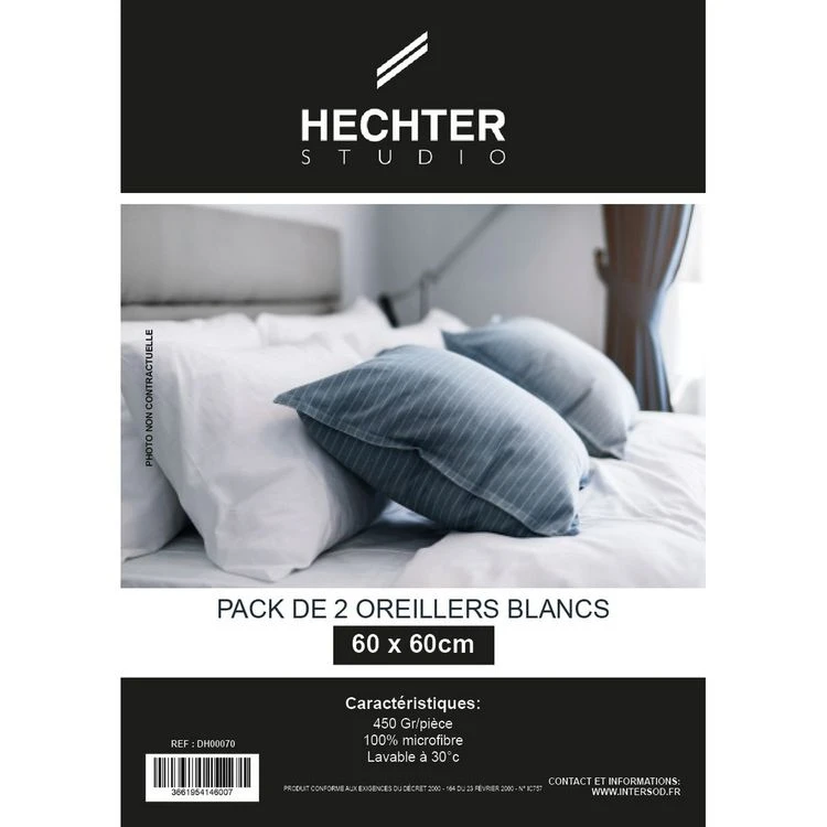 HECHTER STUDIO Lot De 2 Oreillers Confort Moelleux En Microfibre 450gm 4 HECHTER STUDIO Lot De 2 Oreillers Confort Moelleux En Microfibre 450gm – Image 2