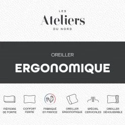 ATELIERS DU NORD Oreiller Ergonomique - 7 ATELIERS DU NORD Oreiller Ergonomique - -vidaXL BOUTIQUE B2CD 710
