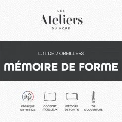 ATELIERS DU NORD Lot De 2 Oreillers Mémoire De Forme - 9 ATELIERS DU NORD Lot De 2 Oreillers Mémoire De Forme - -vidaXL BOUTIQUE B2CD 784