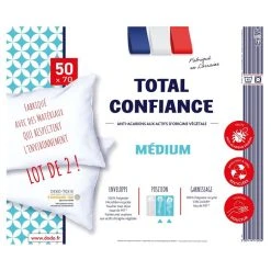 DODO Lot De 2 Oreillers Confort Médium En Microfibre Recyclé Et Anti Acariens TOTAL CONFIANCE -vidaXL BOUTIQUE B2CD 821