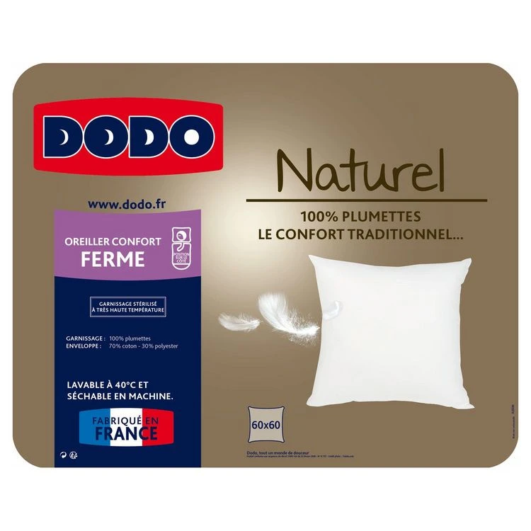 DODO Oreiller ferme naturel DODO 100% plumettes DODO Oreiller Ferme Naturel DODO 100% Plumettes -vidaXL BOUTIQUE B2CD 875
