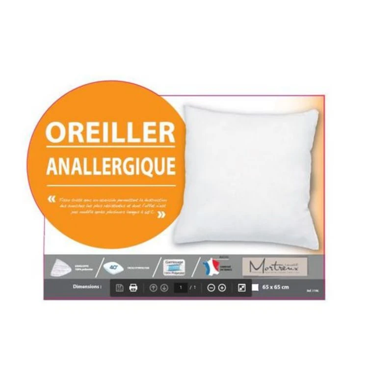 Mortreux Oreiller Anallergique - 45 X 70 - 500grs - TOUTES SAISONS 4 Mortreux Oreiller Anallergique - 45 X 70 - 500grs - TOUTES SAISONS – Image 2